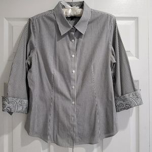 NWOT Talbots Gray Striped Shirt